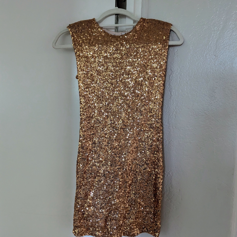 ASOS Gold and Cream Sequin Sheath Mini Dress